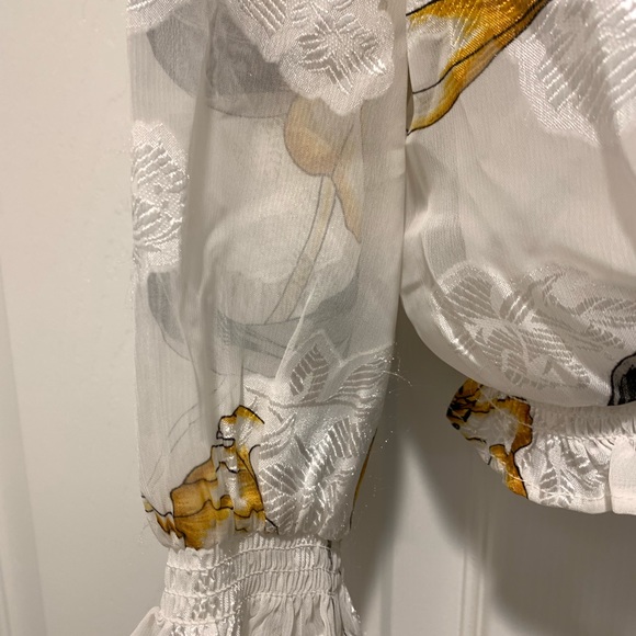 WHBM White House black market yellow floral long sleeve blouse cami yellow top - Picture 7 of 8